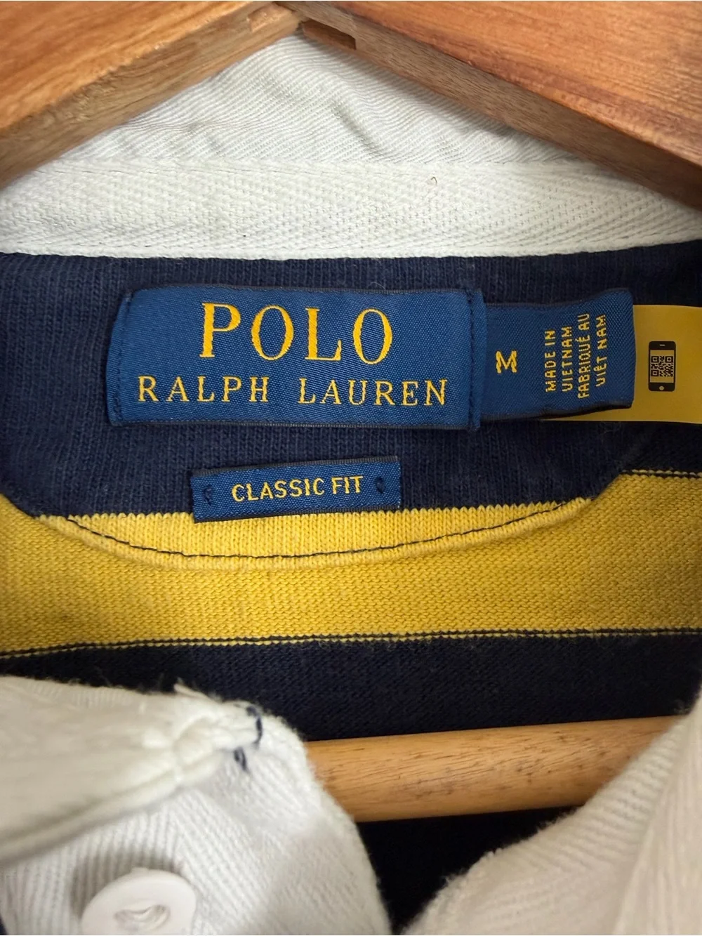 Polo Ralph Lauren Rugby Shirt Men’s M Navy Yellow Stripe Classic Fit Cotton